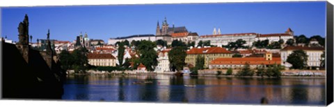 Framed Lake in front of a city, Charles Bridge, Prague, Czech Republic Print