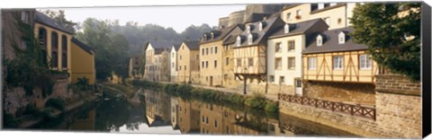 Framed Buildings along a river, Alzette River, Luxembourg City, Luxembourg Print