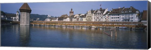 Framed Covered bridge over a river, Chapel Bridge, Reuss River, Lucerne, Switzerland Print