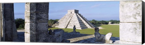 Framed Pyramid in a field, El Castillo, Chichen Itza, Yucatan, Mexico Print