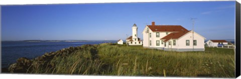 Framed Lighthouse on a landscape, Ft. Worden Lighthouse, Port Townsend, Washington State, USA Print