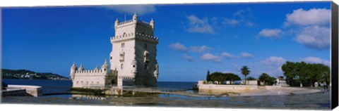 Framed Fort at the coast, Torre De Belem, Lisbon, Portugal Print