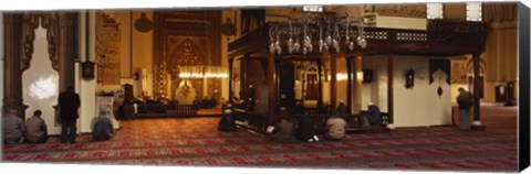 Framed Group of people praying in a mosque, Ulu Camii, Bursa, Turkey Print