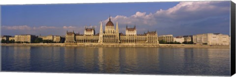 Framed Parliament building at the waterfront, Danube River, Budapest, Hungary Print