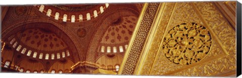 Framed Low angle view of ceiling of a mosque with ionic tiles, Blue Mosque, Istanbul, Turkey Print