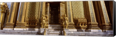 Framed Low angle view of statues in front of a temple, Phra Mondop, Grand Palace, Bangkok, Thailand Print