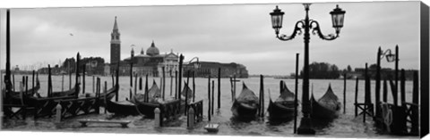 Framed Gondolas with a church in the background, Church Of San Giorgio Maggiore, San Giorgio Maggiore, Venice, Veneto, Italy Print