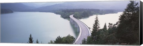 Framed Germany, Bavaria, Bridge over Sylvenstein Lake Print