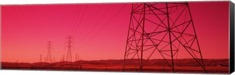 Framed Power Lines In The Valley, Central Valley, California, USA Print