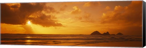 Framed Silhouette of rock formations in water, Northern California, California, USA Print