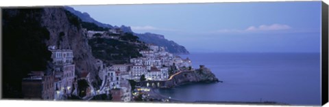 Framed High angle view of a village near the sea, Amalfi, Amalfi Coast, Salerno, Campania, Italy Print