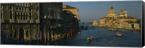 Framed High angle view of boats in a canal, Santa Maria Della Salute, Grand Canal, Venice, Italy Print