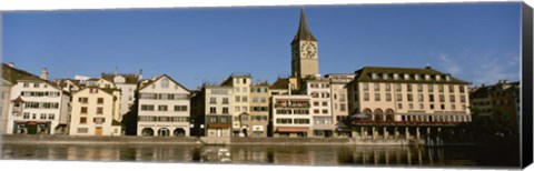 Framed Switzerland, Zurich, Buildings at the waterfront Print