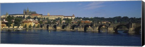 Framed Bridge across a river, Charles Bridge, Vltava River, Prague, Czech Republic Print