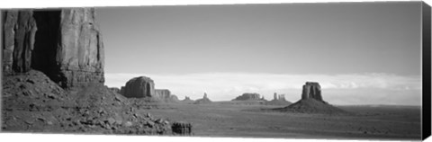 Framed Rock Formations, Monument Valley, Arizona, USA (black &amp; white) Print