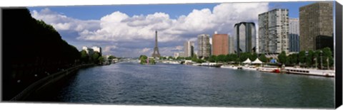 Framed Eiffel Tower Across Seine River, Paris, France Print