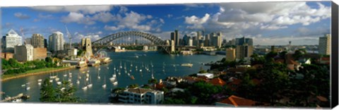 Framed Harbor And City And Bridge, Sydney, Australia Print