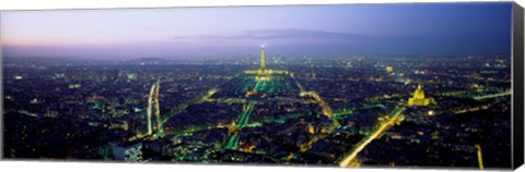 Framed Aerial view of a city, Paris, France Print