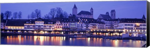 Framed Evening, Lake Zurich, Rapperswil, Switzerland Print