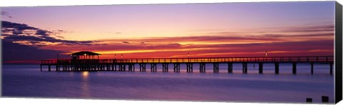 Framed Sunset Mobile Pier AL USA Print