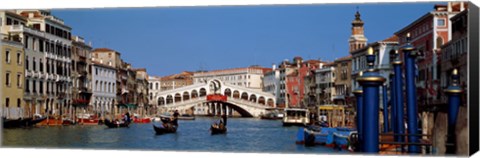 Framed Bridge across a canal, Rialto Bridge, Grand Canal, Venice, Veneto, Italy Print