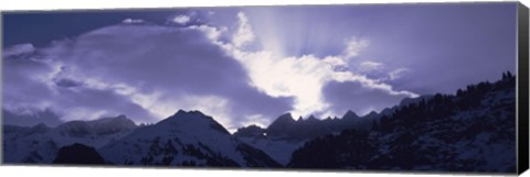 Framed Switzerland, Canton Glarus, View of clouds over snow covered peaks Print
