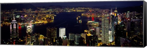 Framed Buildings Illuminated At Night, Hong Kong Print