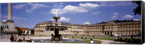 Framed Fountain in front of a palace, Schlossplatz, Stuttgart, Germany Print