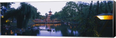 Framed Pagoda lit up at dusk, Tivoli Gardens, Copenhagen, Denmark Print