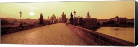 Framed Charles Bridge, Prague, Czech Republic, Sepia View Print