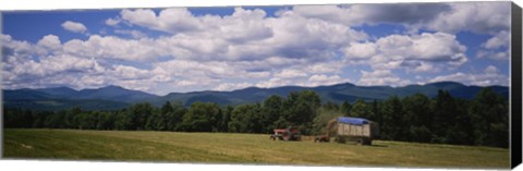 Framed Tractor on a field, Waterbury, Vermont, USA Print