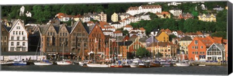 Framed Boats on the Water, Bergen, Norway Print