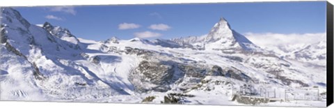 Framed Snow Covered Slopes, Matterhorn Switzerland Print