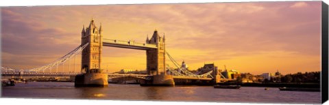 Framed Tower Bridge London England with Orange Sky Print