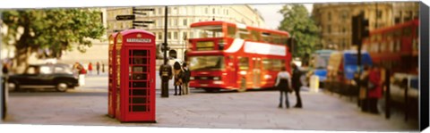 Framed Phone Box, Trafalgar Square Afternoon, London, England, United Kingdom Print