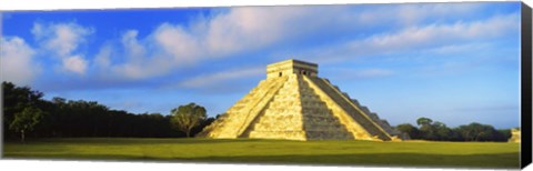 Framed Pyramid in a field, Kukulkan Pyramid, Chichen Itza, Yucatan, Mexico Print