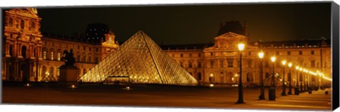 Framed Louvre Lit Up at Night, Paris, France Print