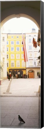 Framed Facade of a building, Birthplace Of Wolfgang Amadeus Mozart, Getreidegasse, Salzburg, Austria Print