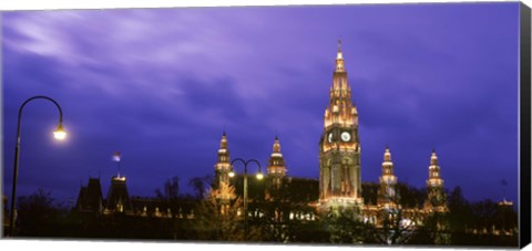 Framed Austria, Vienna, Rathaus, night Print