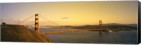 Framed Golden Gate Bridge with Golden Sky, San Francisco, California, USA Print