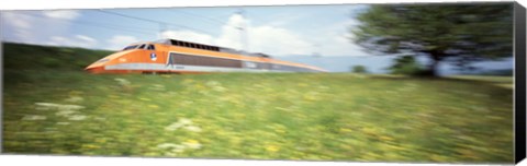 Framed TGV High-Speed Train Moving Through Hills, Blurred Motion Print