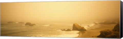 Framed Fog over the beach, Mendocino, California, USA Print