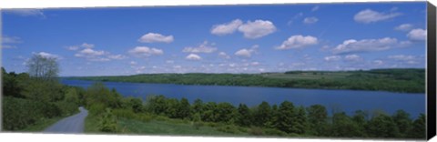 Framed Road near a lake, Owasco Lake, Finger Lakes Region, New York State, USA Print