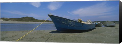 Framed Fishing boats on the beach, Mexico Print