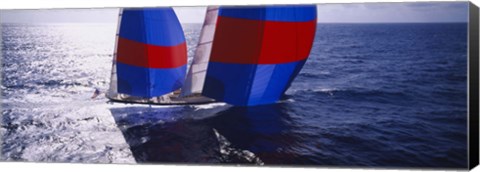 Framed High angle view of a yacht in the sea, Caribbean Print