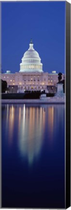 Framed Reflection of a government building in water, Capitol Building, Capitol Hill, Washington DC, USA Print