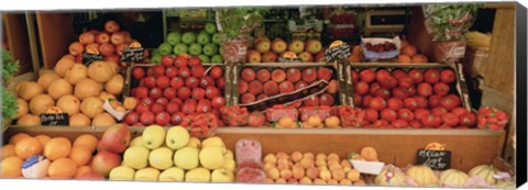 Framed Close-Up Of Fruits In A Market, Rue De Levy, Paris, France Print