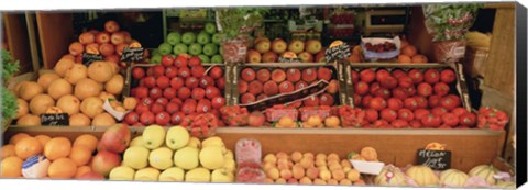 Framed Close-Up Of Fruits In A Market, Rue De Levy, Paris, France Print