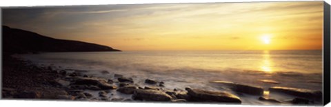 Framed Sunset over the sea, Celtic Sea, Wales Print