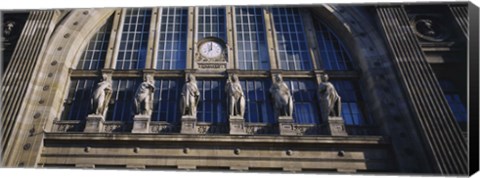 Framed Low angle view of statues on a railroad station building, Gare Du Nord, Paris, France Print